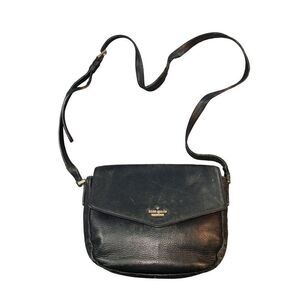 Kate Spade Black Leather‎ Crossbody Purse Adjustable Strap Designer Boho